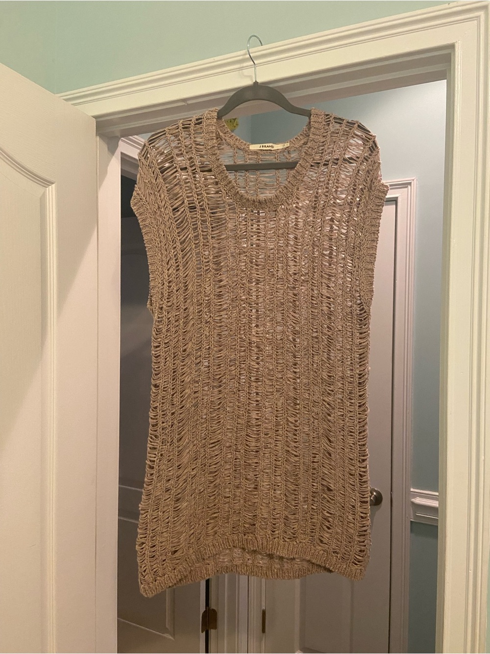 J Brand Open-Weave Sleeveless Crewneck Womens Tunic / Swimsuit Coverup